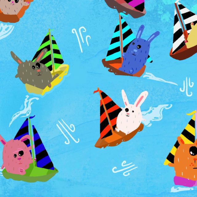 Rabbits in boats! In the wind, they go. Can label work. ⛵️ #notannft #rabbitcute #raboats