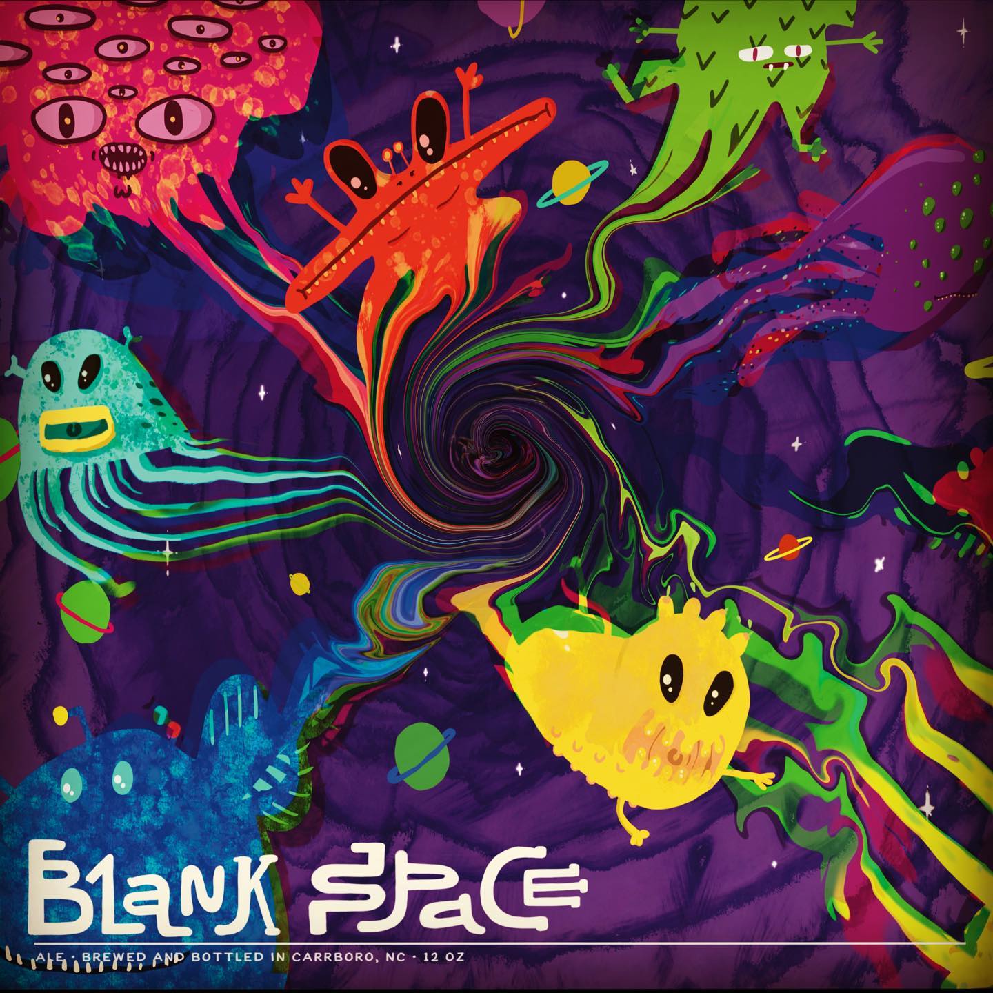 New can label design. Someday we will all probably end up in a #blackhole. #procreate